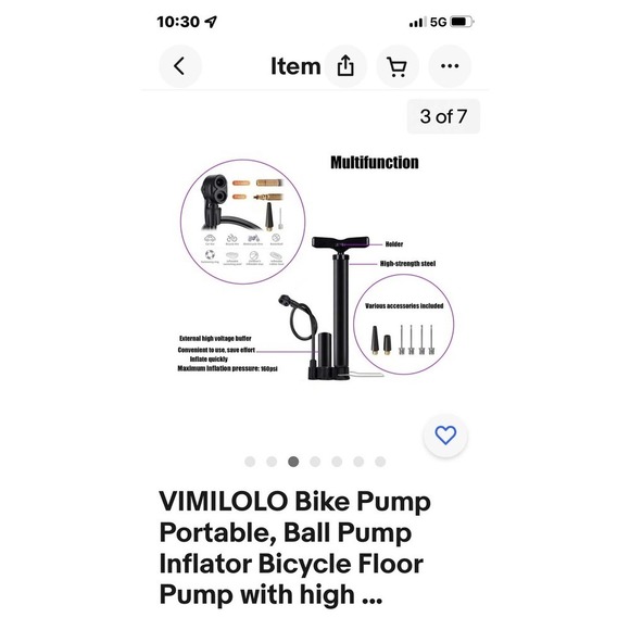 Vimilolo Bike Pump Portable, Ball Pump Inflator NEW - Picture 3 of 8